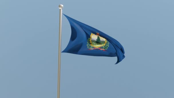 Vermont Flag Flagpole Flag Fluttering Wind Usa National Flag — Stock video