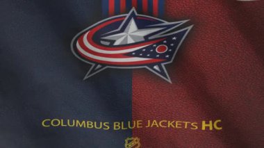 Columbus Blue Jackets hockey club flag waving in the Wind. Columbus Blue Jackets HC.