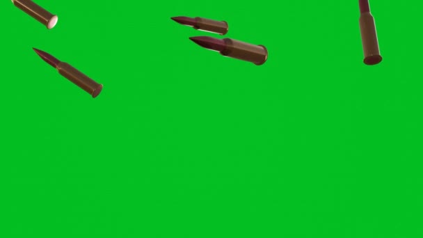 Many Bullets Falling Chromakey Background Green Screen — Stock Video