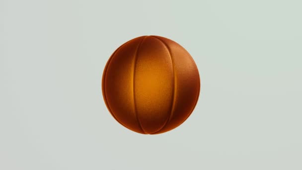 Golden Basketball Ball Rotates White Background Sports Concept — Stok video