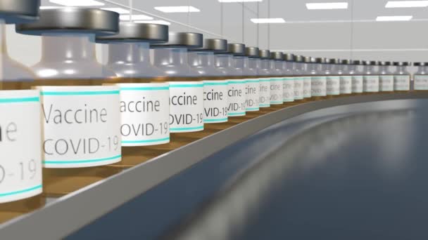 Vaccine Production Many Covid Vaccine Vials Production Factory — Vídeo de Stock