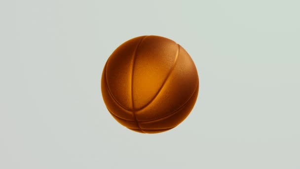 Golden Basketball Ball Rotates White Background Sports Concept — Video