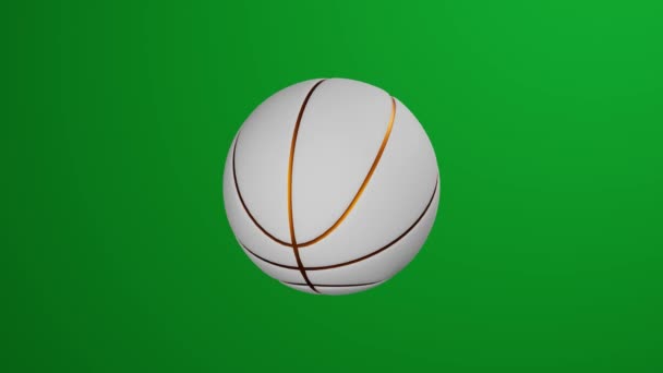 White Basketball Ball Rotates Chromakey Background Green Screen Sports Concept — 图库视频影像