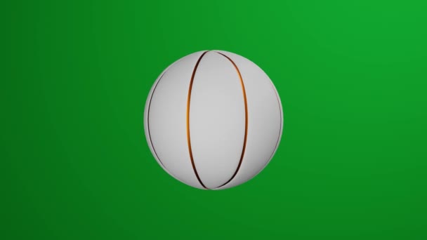 White Basketball Ball Rotates Chromakey Background Green Screen Sports Concept — Video