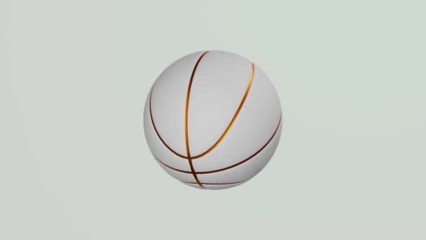 White Basketball Ball Rotates White Background Sports Concept — Video