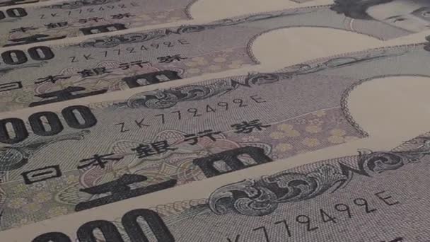 1000 Japanese Yen Money Composition Financial Background Many Banknotes Wads — 图库视频影像