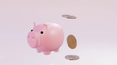 Piggy bank and Bitcoin. Crypto currency. BTC. Savings in cryptocurrency.