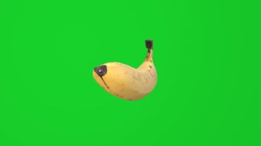 Realistic banana rotation on chromakey background. Fruit. Green screen.