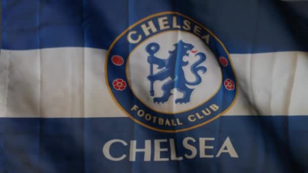 Прапор Футбольного Клубу Челсі Який Розмахує Вітром Chelsea — стокове відео