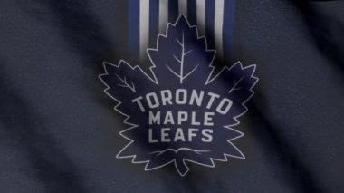 Toronto Maple Leafs hockey club flag waving in the Wind. Toronto Maple Leafs HC.