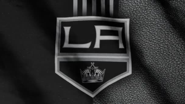 Флаг Хоккейного Клуба Лос Анджелес Кингз Размахивает Ветром Лос Анджелес — стоковое видео