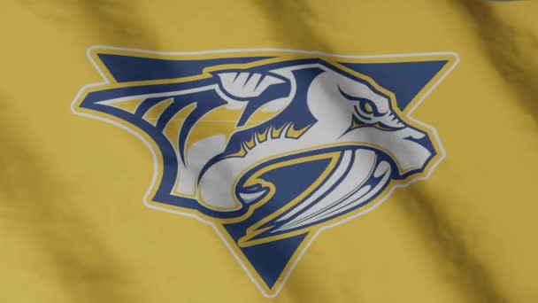 Nashville Predators Hockey Club Flag Waving Wind Nashville Predators — Stock Video