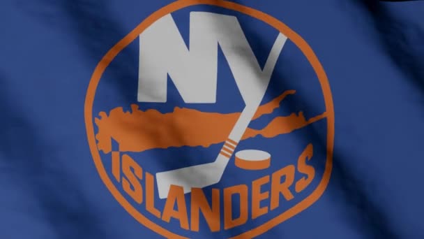 New York Islanders Hockey Club Flag Waving Wind New York — Vídeo de stock
