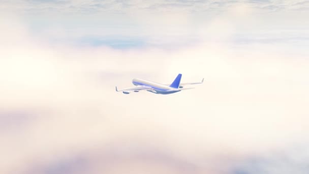 Самолет Летит Облачном Небе Пассажиры — стоковое видео