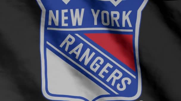 New York Rangers hockey club flag waving in the Wind. New York Rangers HC.