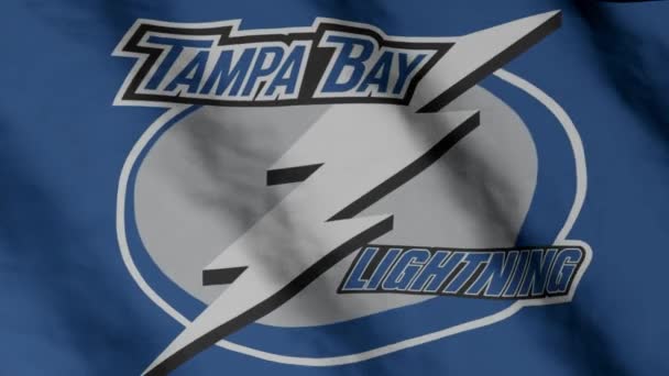 Tampa Bay Lightning Hockey Club Flag Waving Wind Tampa Bay — 图库视频影像
