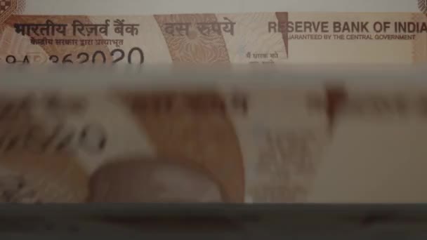 Indian Rupees Money Composition Financial Background Many Banknotes Wads Money — Video