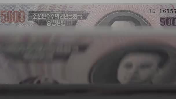 5000 South Korean Won Money Composition Financial Background Many Banknotes — Wideo stockowe