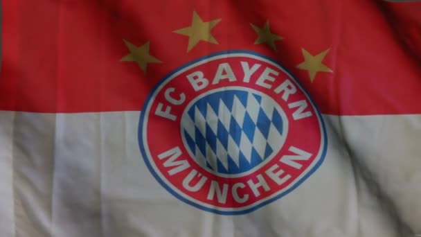 Bayern Munchen Football Club Flag Waving Wind Bayern Munchen — Wideo stockowe
