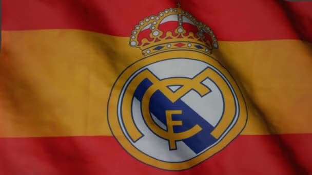 Real Madrid Football Club Flag Waving Wind Real Madrid — Wideo stockowe