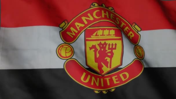 Manchester United Football Club Flag Waving Wind Manchester United — Vídeos de Stock