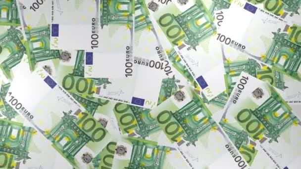 100 Euro Money Composition Financial Background Many Banknotes Wads Money — 图库视频影像