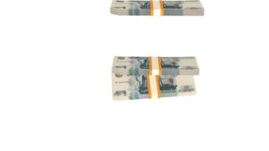 1000 Russian rubles money composition. Financial background. Many banknotes and wads of money. Business or economy concept. Cash.