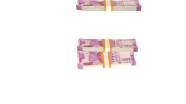 2000 Indian rupees money composition. Financial background. Many banknotes and wads of money. Business or economy concept. Cash.