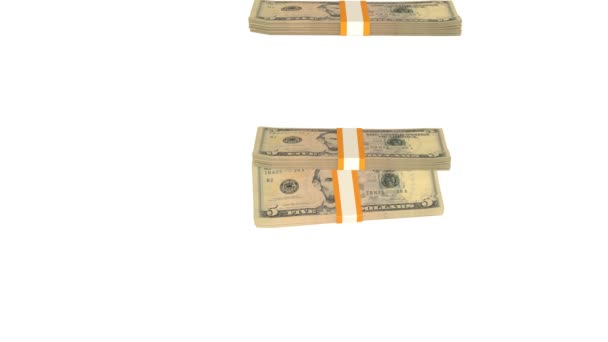 Ять Доларів Сша Фінансове Походження Багато Банкнот Пучечок Грошей Економіка — стокове відео