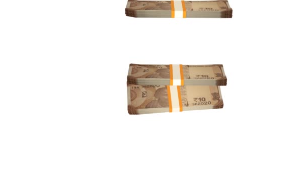 Индийских Рупий Денежный Состав Финансовый Фон Много Банкнот Пачек Денег — стоковое видео