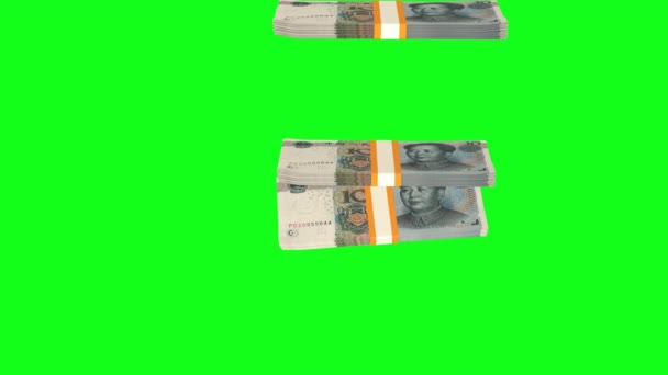 Chinese Yuan Money Composition Financial Background Many Banknotes Wads Money — Stock Video