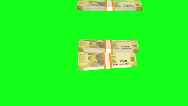 Indian Rupees Money Composition Financial Background Many Banknotes Wads Money — Stockvideo