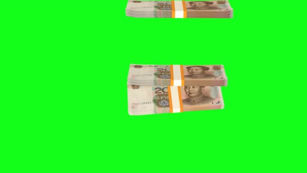 Chinese Yuan Money Composition Financial Background Many Banknotes Wads Money — Video