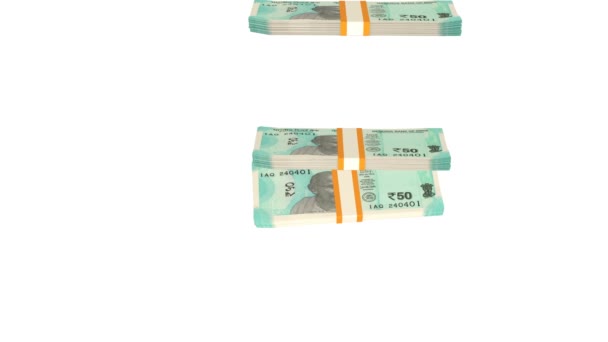 Индийских Рупий Финансовый Фон Много Банкнот Пачек Денег Концепция Бизнеса — стоковое видео