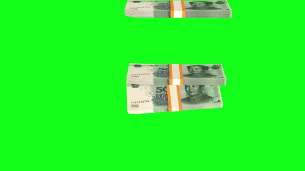 Chinese Yuan Money Composition Financial Background Many Banknotes Wads Money — Stock videók