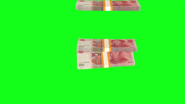 100 Chinese Yuan Money Composition Financial Background Many Banknotes Wads — Stockvideo