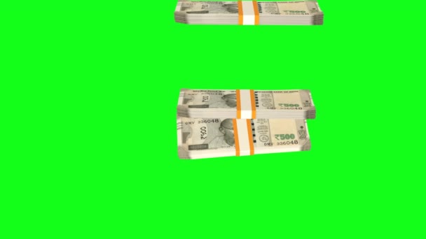 500 Indian Rupees Money Composition Financial Background Many Banknotes Wads — Video Stock