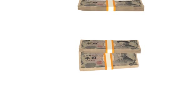 1000 Японских Иен Финансовый Фон Много Банкнот Пачек Денег Концепция — стоковое видео