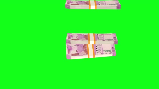 2000 Indian Rupees Money Composition Financial Background Many Banknotes Wads — Stok video