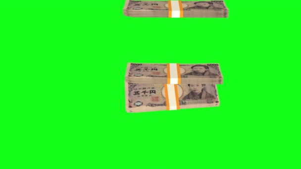 5000 Japanese Yen Money Composition Financial Background Many Banknotes Wads — 图库视频影像