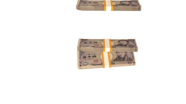 5000 Японских Иен Финансовый Фон Много Банкнот Пачек Денег Концепция — стоковое видео
