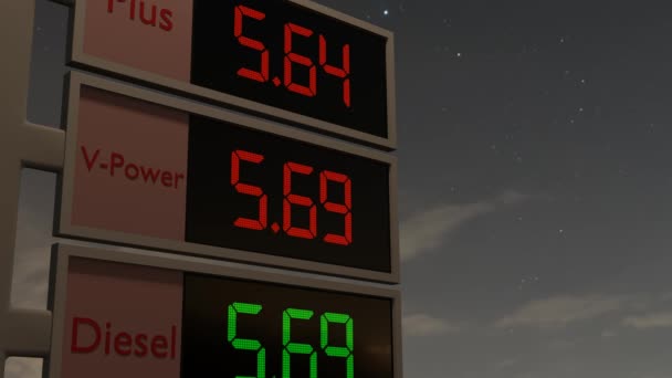 Information Board Prices Gasoline Fuel Prices — Vídeo de Stock