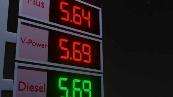 Information Board Prices Gasoline Fuel Prices — Stok Video