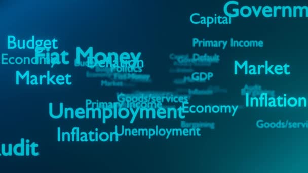 Economy Background Business Terms Money Politics Employment Gpd Intro — Vídeo de Stock