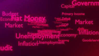 Economy background. Business terms. Money, politics employment GPD Intro