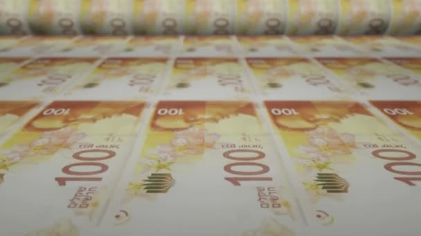 Israeliano 100 Shekel Banconote Sulla Macchina Stampa Denaro Video Stampa — Video Stock