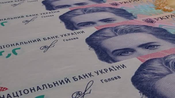 200 Ukrainian Hryvnia Money Composition Financial Background Many Banknotes Wads — Wideo stockowe