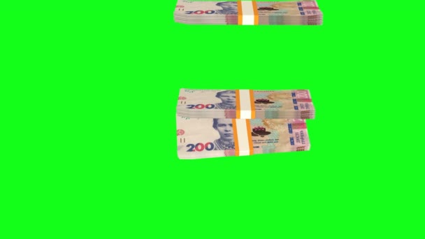 200 Українських Гривень Грошової Композиції Фінансове Походження Багато Банкнот Пучечок — стокове відео