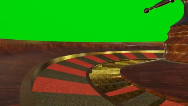 Roulette Casino Chromakey Background Gambling Ball Rolls Roulette Wheel Green — Vídeos de Stock