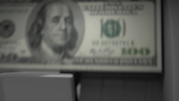 100 Dollar Cash Dispenser Withdrawal Cash Atm Financial Transaction Bank — Stockvideo
